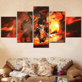 One Piece - 5 Pieces Wall Art - Portgas D. Ace 4 - Printed Wall Pictures Home Decor - One Piece Poster - One Piece Canvas