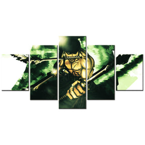 One Piece - 5 Pieces Wall Art - Roronoa Zoro 10 - Printed Wall Pictures Home Decor - One Piece Poster - One Piece Canvas