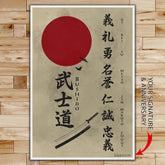 SA073 - The Seven Virtues Of Bushido - Vertical Poster - Vertical Canvas - Samurai Poster