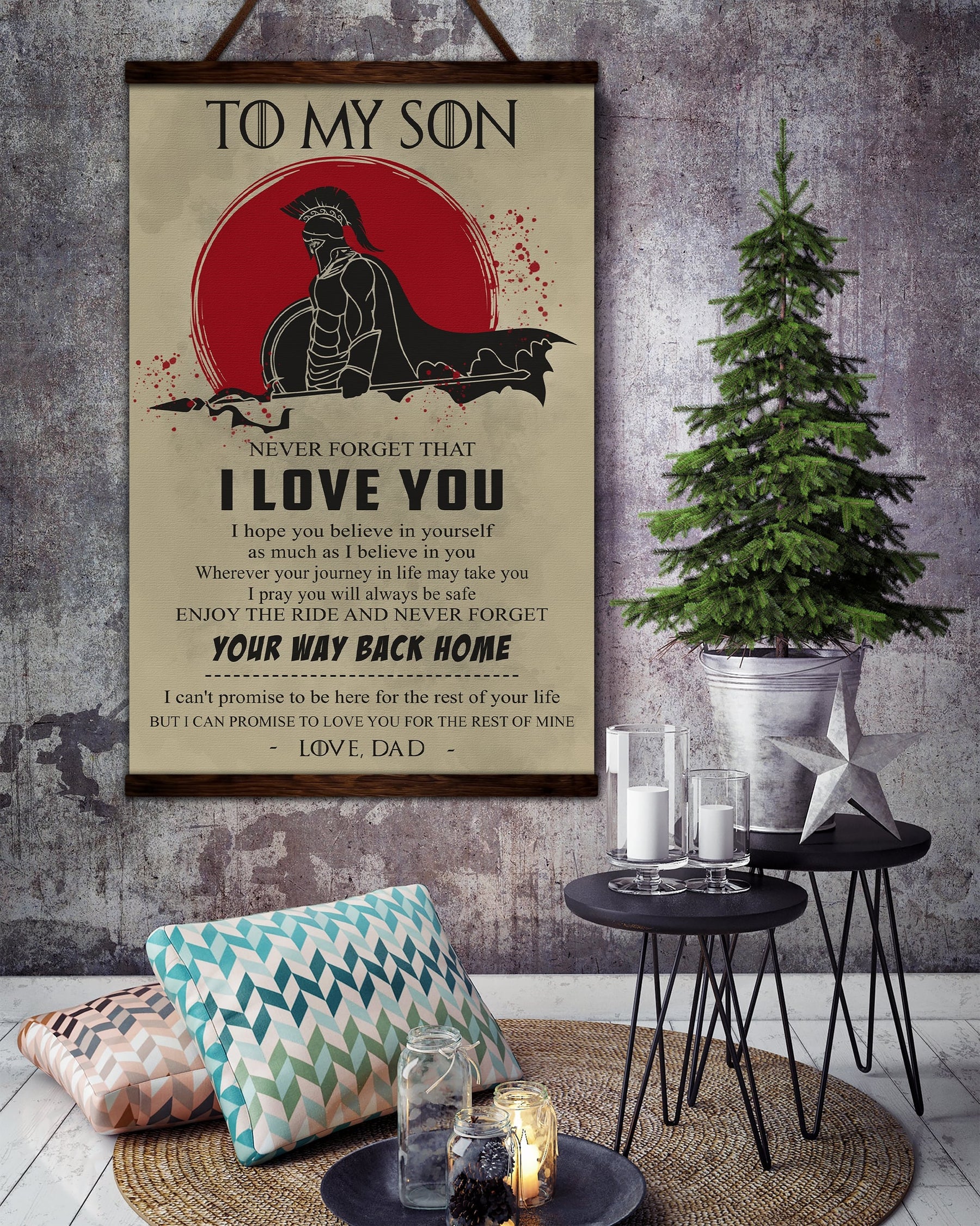 WA100 - Dad To Son - I Love You - Spartan - Vertical Poster - Vertical Canvas - Warrior Poster